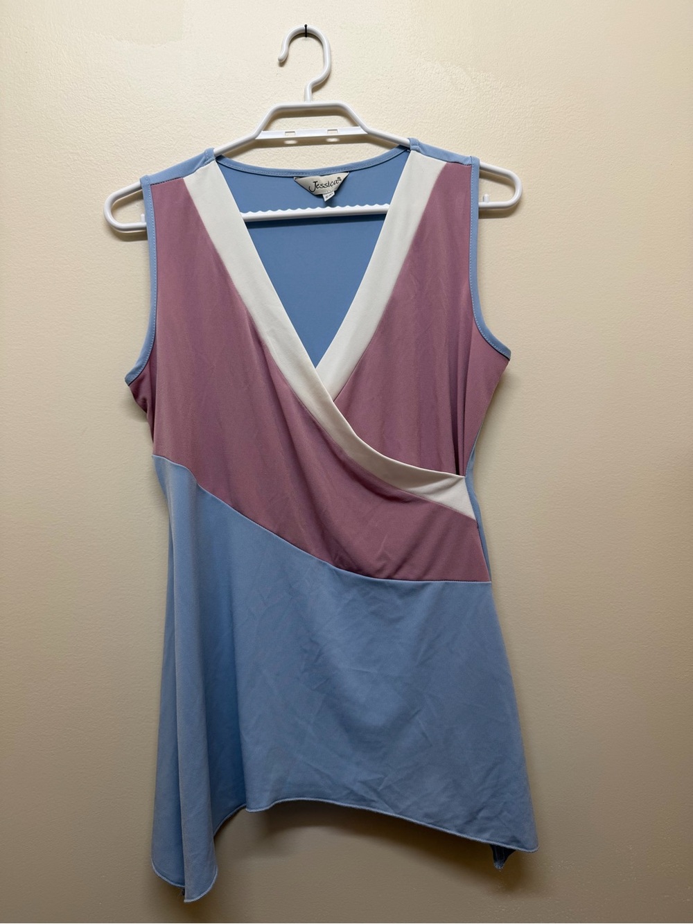 vintage Jessica colorblock surplice tank top / tunic